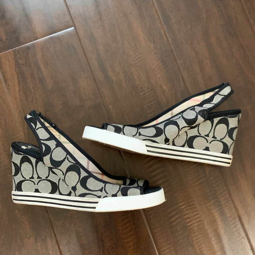 Coach Slingback Peeptoe Wedges